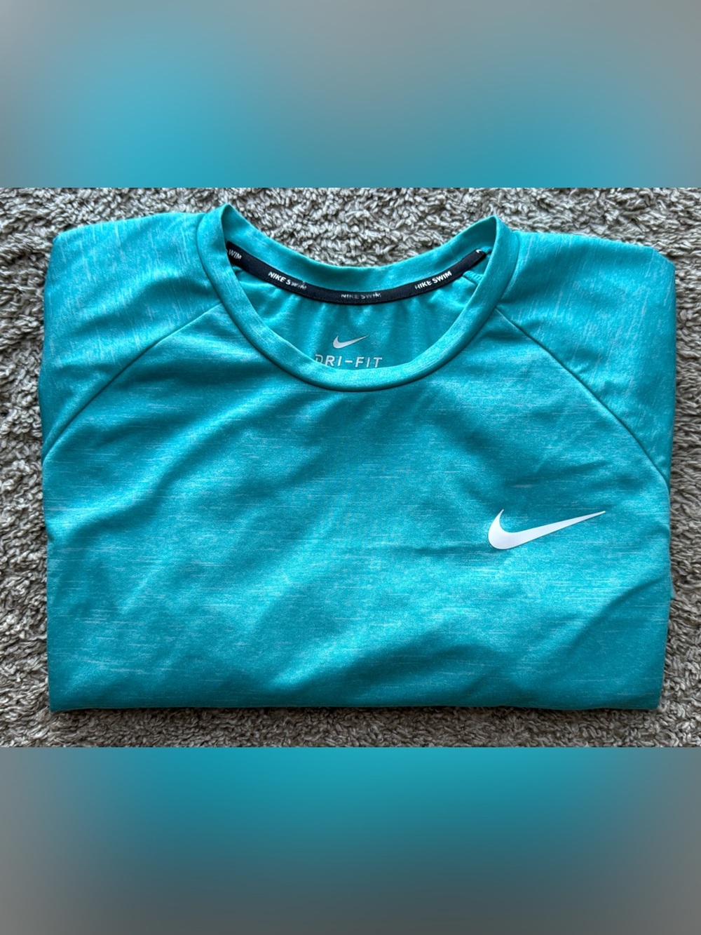 Nike Swim Dri-FIT UPF 40+ Aqua Blue Performance Swim Shirt Men’s Large